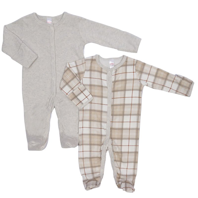 CC214-SS: Boys 2 Pack Sleepsuits (0-6 Months)